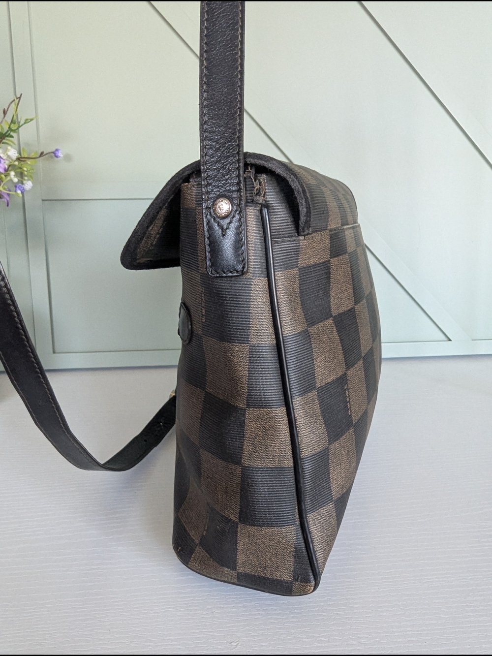 Fendi Brown and Black Checkerboard Crossbody Bag - Picture 7 of 17